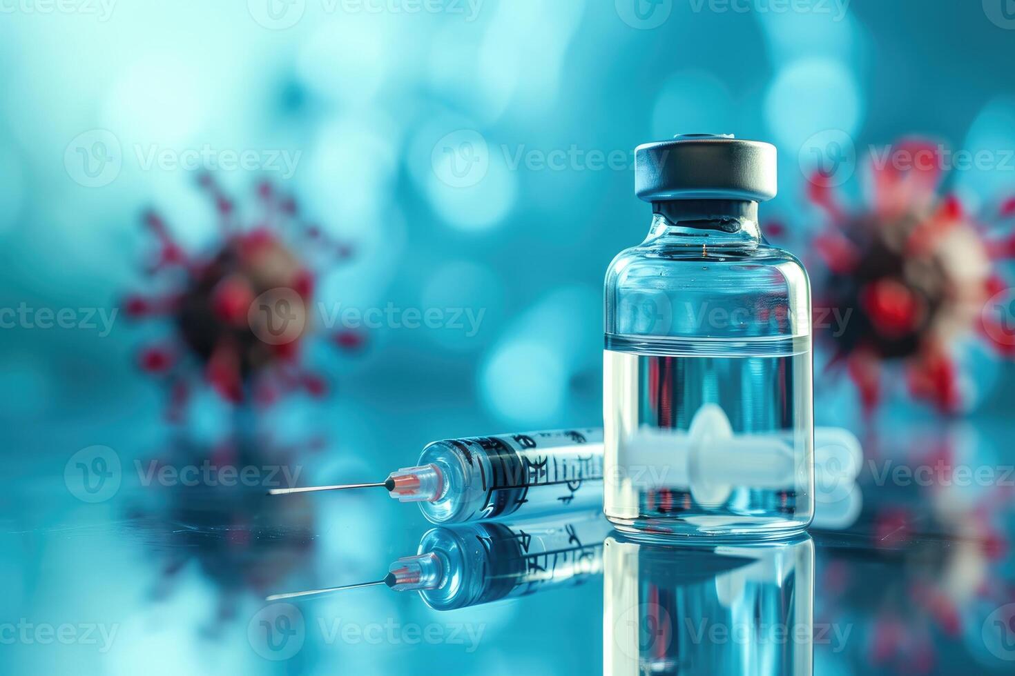 ai generato influenza vaccino nel un' fiala, immunizzazione e trattamento di infezione, vaccino Usato per malattia prevenzione foto