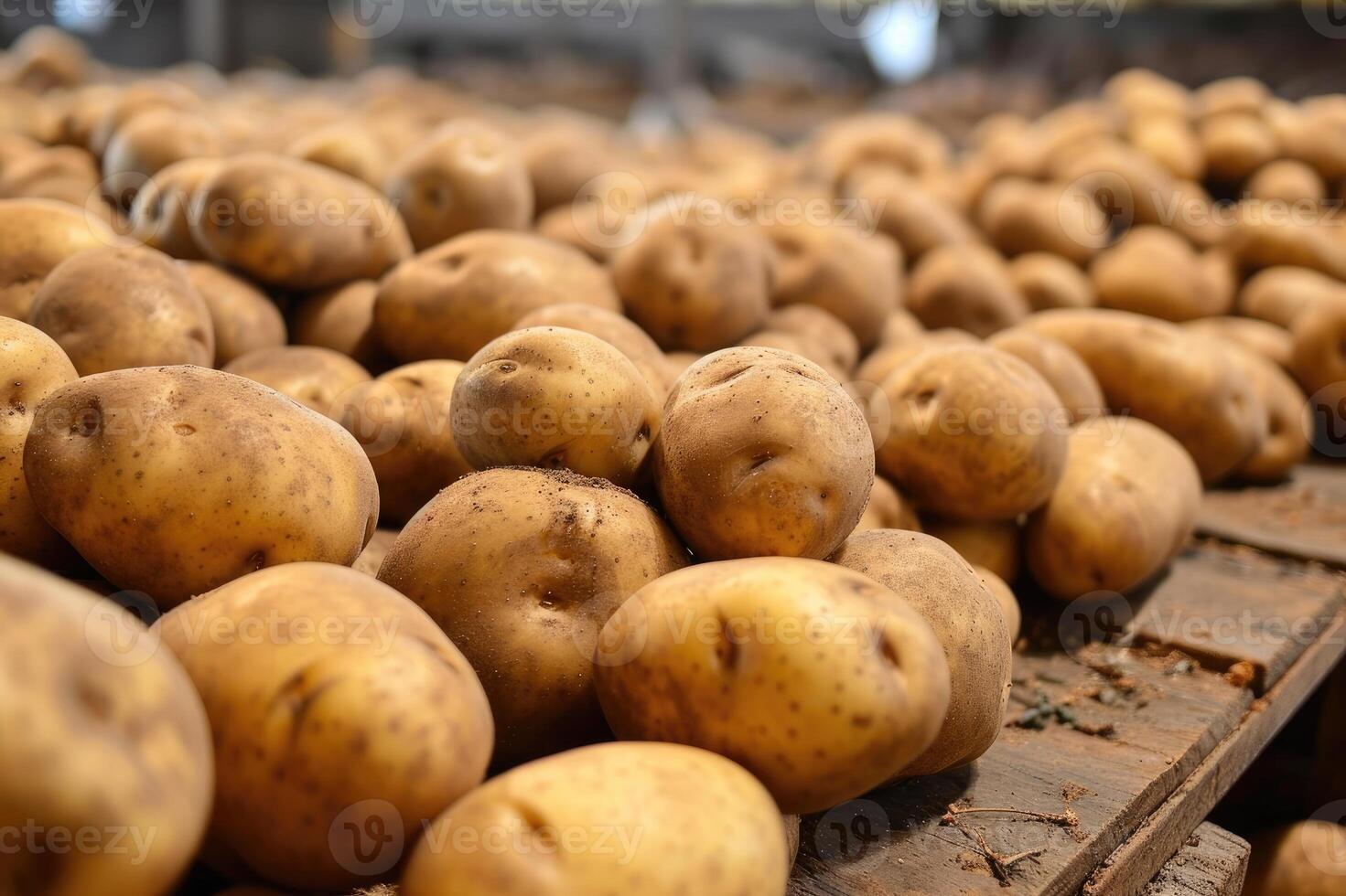 ai generato Patata ordinamento, in lavorazione e Imballaggio fabbrica foto