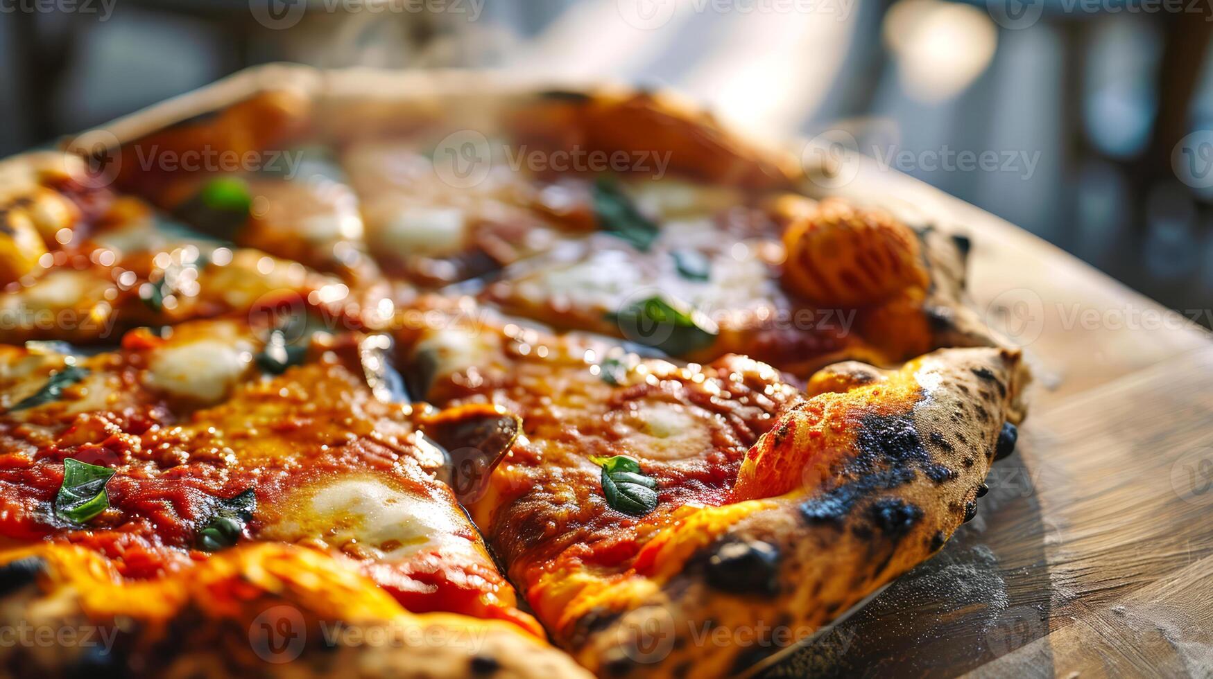 ai generato Pizza con Mozzarella formaggio e pomodoro salsa. foto