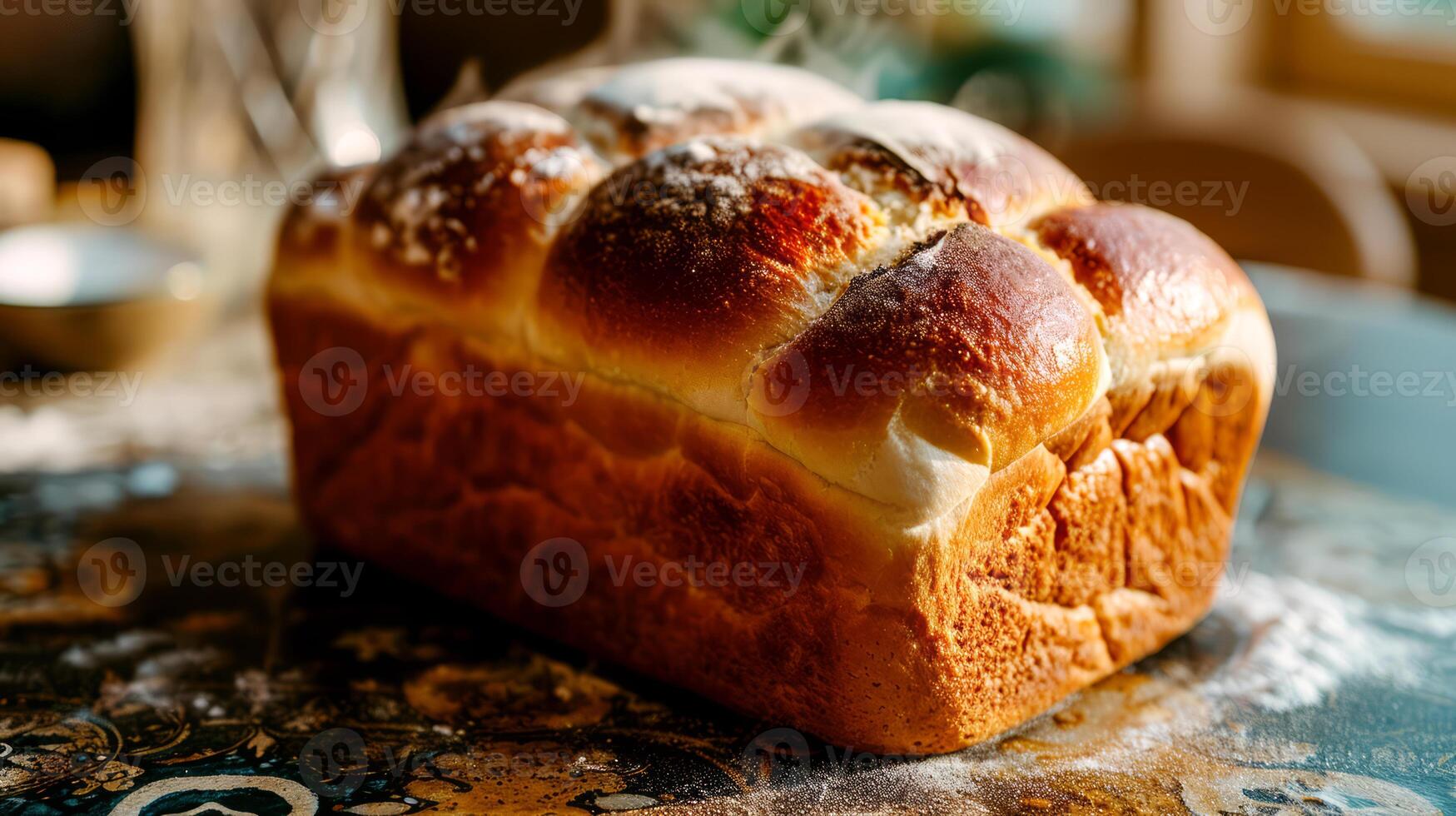 ai generato appena al forno fatti in casa pane su un' tavolo. foto