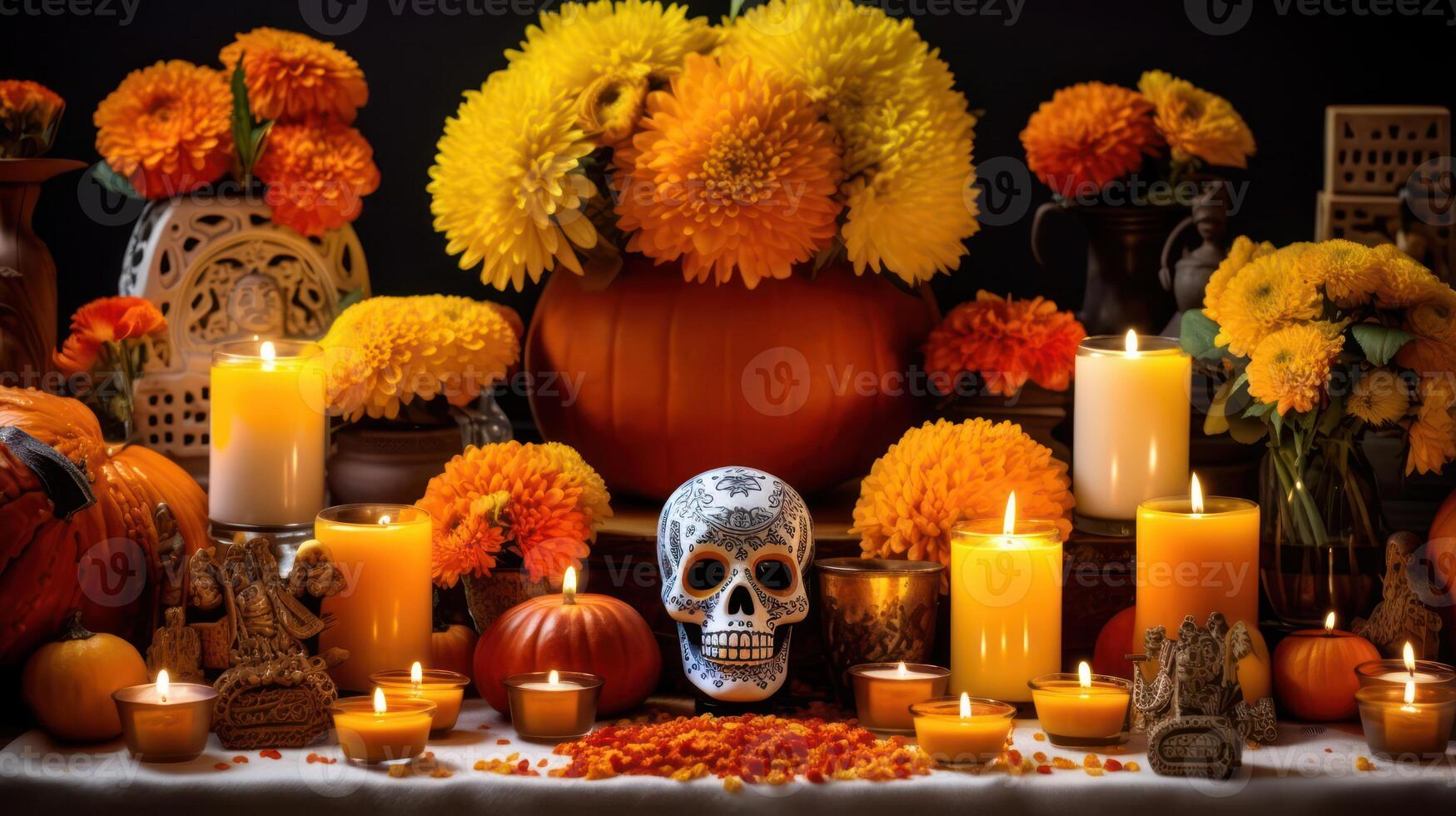 ai generato tradizionale musica e danza nel dia de los muertos celebrazione foto