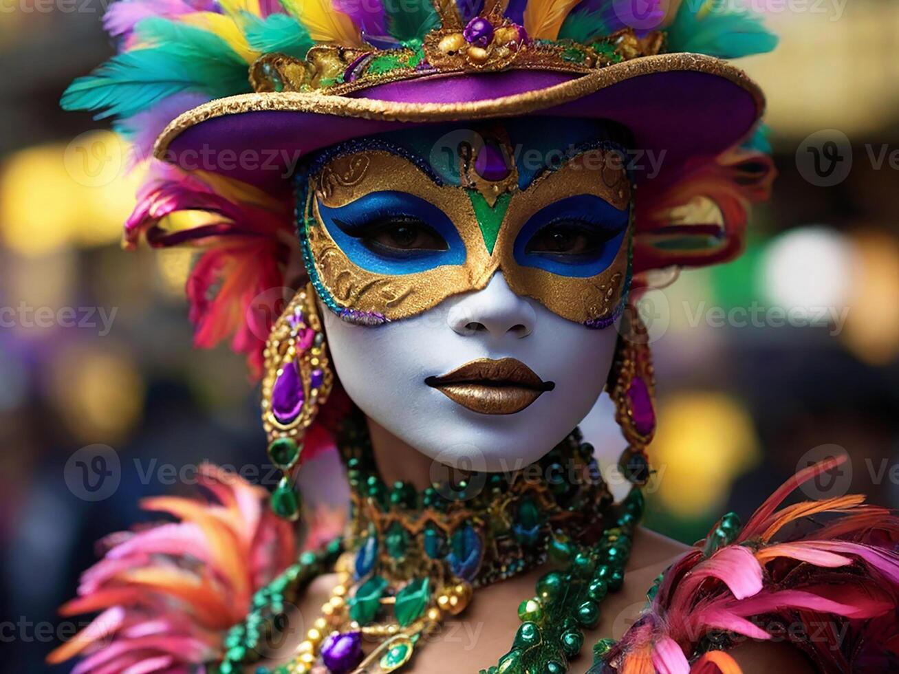 ai generato mardi gras maschera costume, tradizionale carnevale design. generativo ai foto