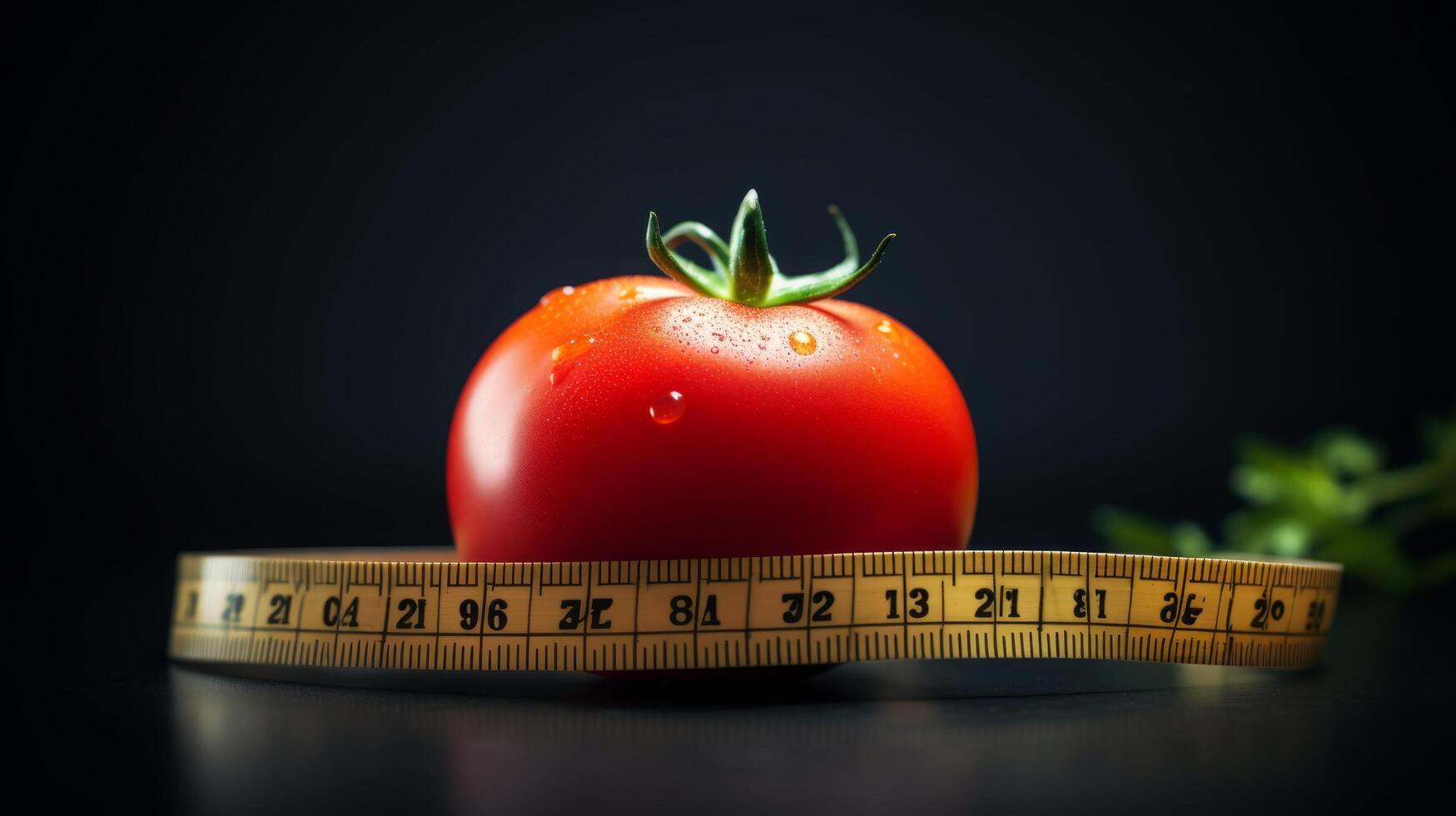 ai generato rosso pomodoro avvolto con misurazione nastro foto