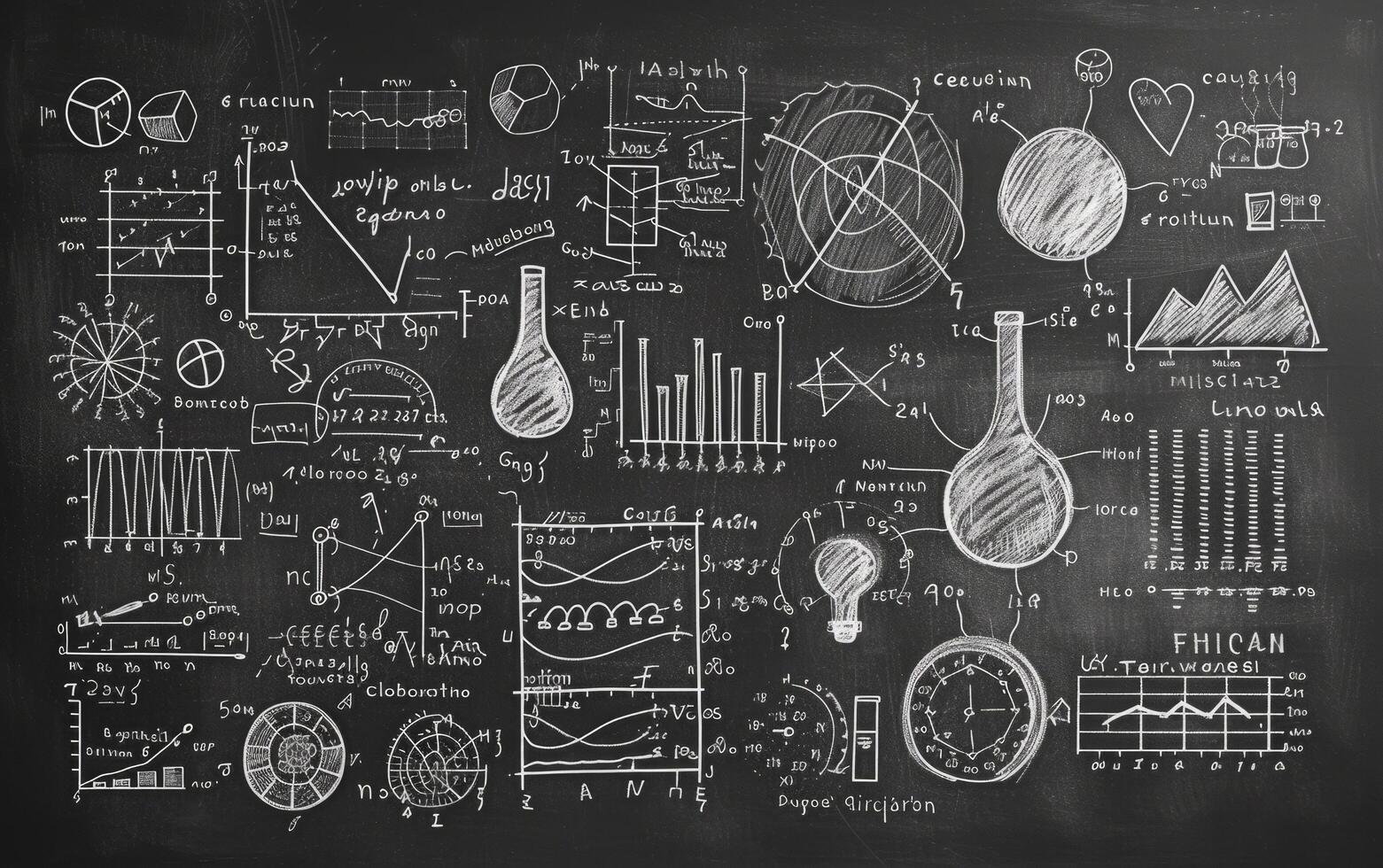 ai generato lavagna con matematico concetti foto