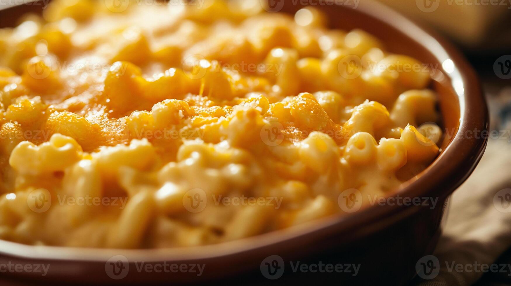 ai generato maccheroni e formaggio con spezie nel un' ciotola avvicinamento foto