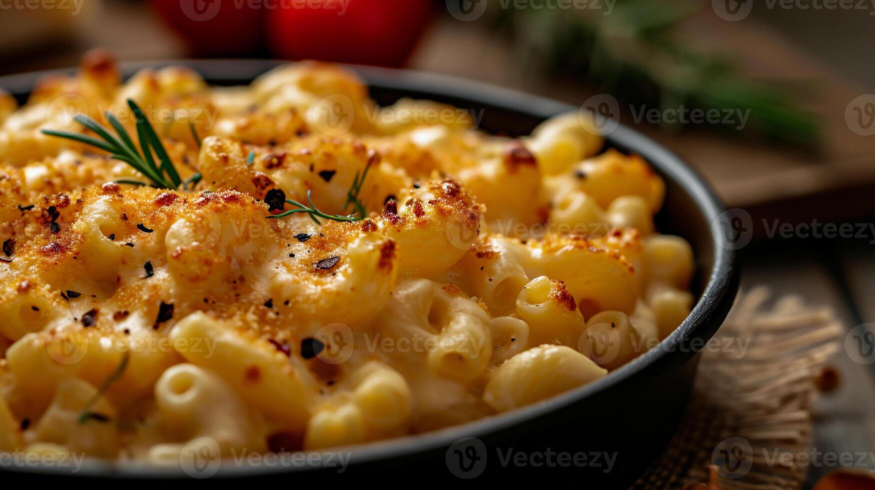 ai generato maccheroni e formaggio con spezie nel un' ciotola avvicinamento foto