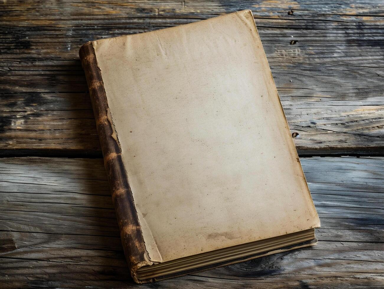 ai generato vecchio libro su un' di legno sfondo. Vintage ▾ libro su un' di legno sfondo. foto