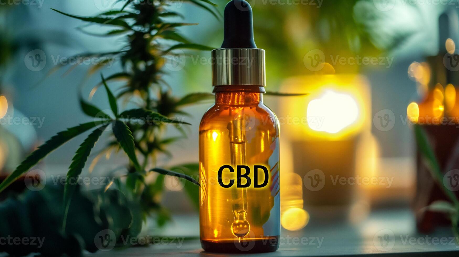 ai generato canapa CBD olio nel un' bicchiere bottiglia. canapa estratto. medicinale indica con cbd. foto