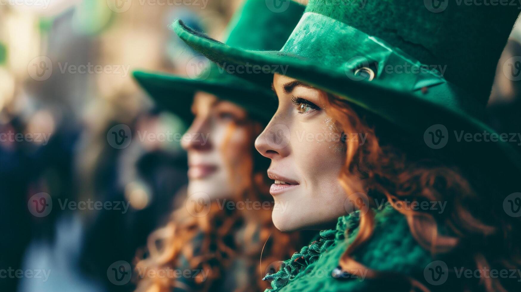 ai generato non identificato persone a il st. Patrick giorno parata foto