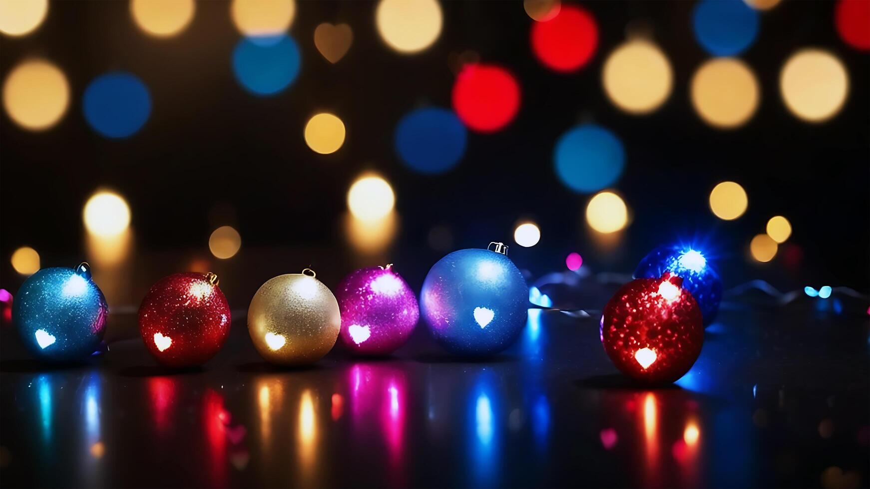 ai generato colorato, festivo decorazione con incandescente, multicolore luci a notte foto