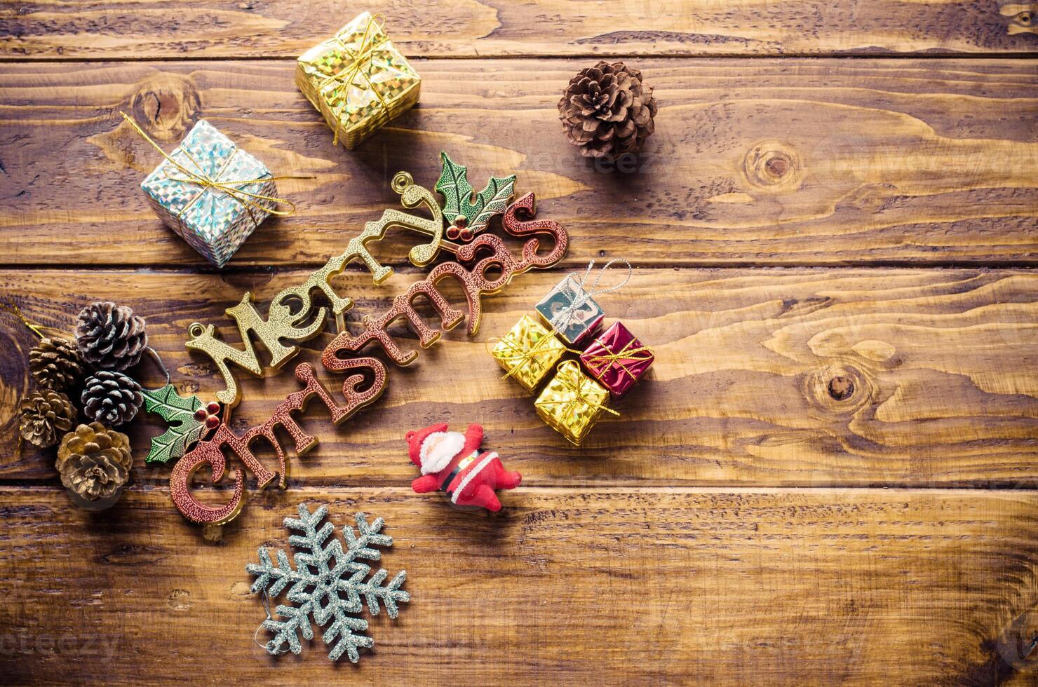 decorazione Natale su di legno pavimento foto