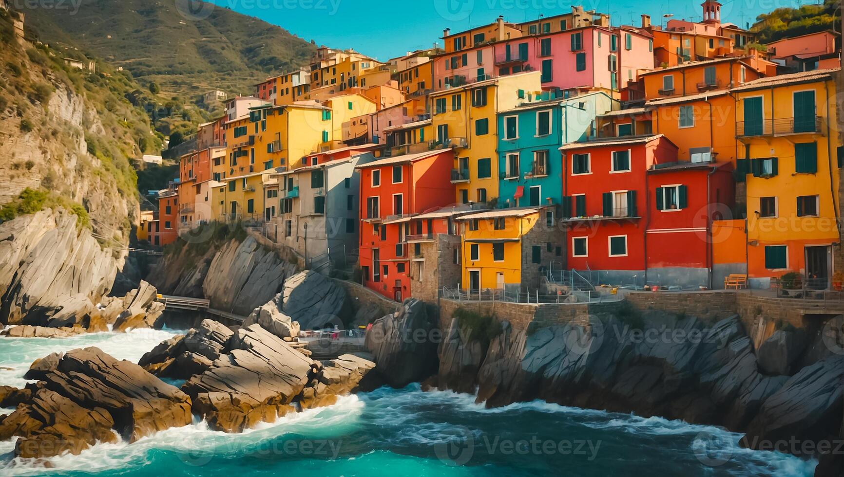 ai generato magnifico cinque terre Italia foto