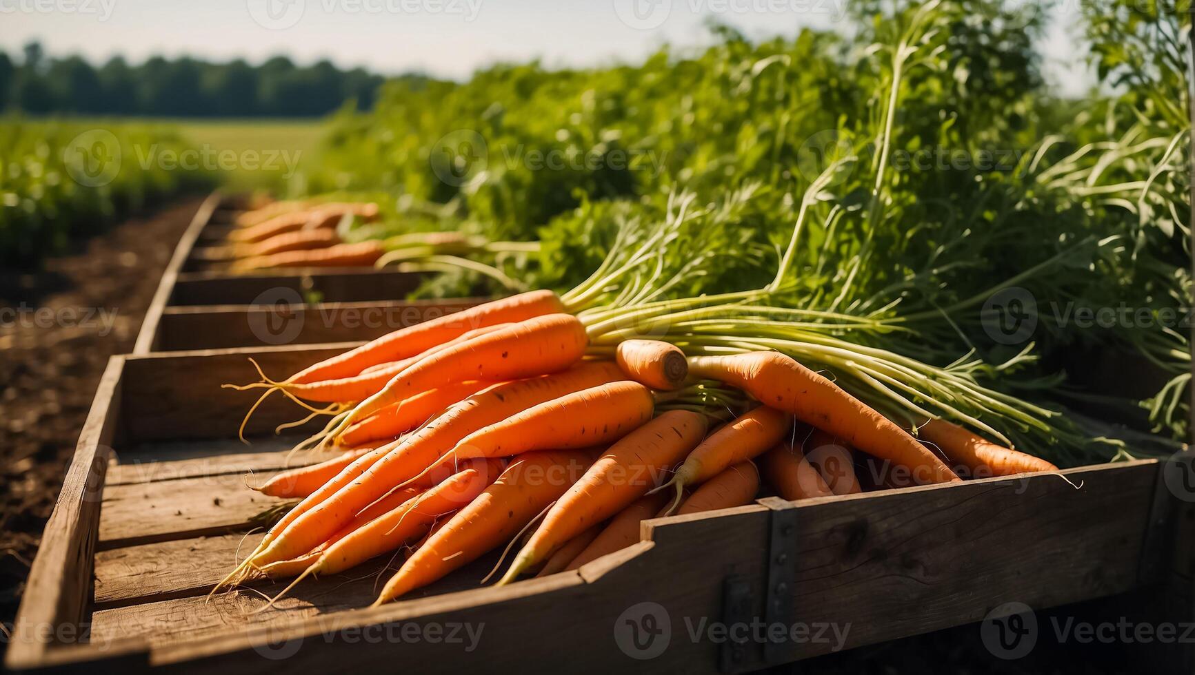 ai generato fresco maturo carote a il azienda agricola foto