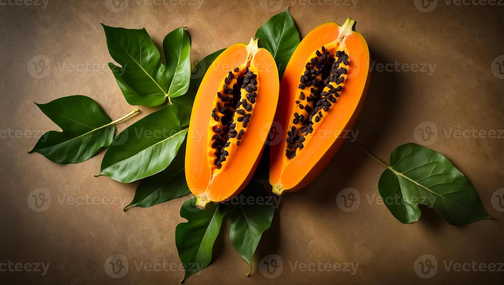 ai generato delizioso appetitoso fresco tagliare papaia foto