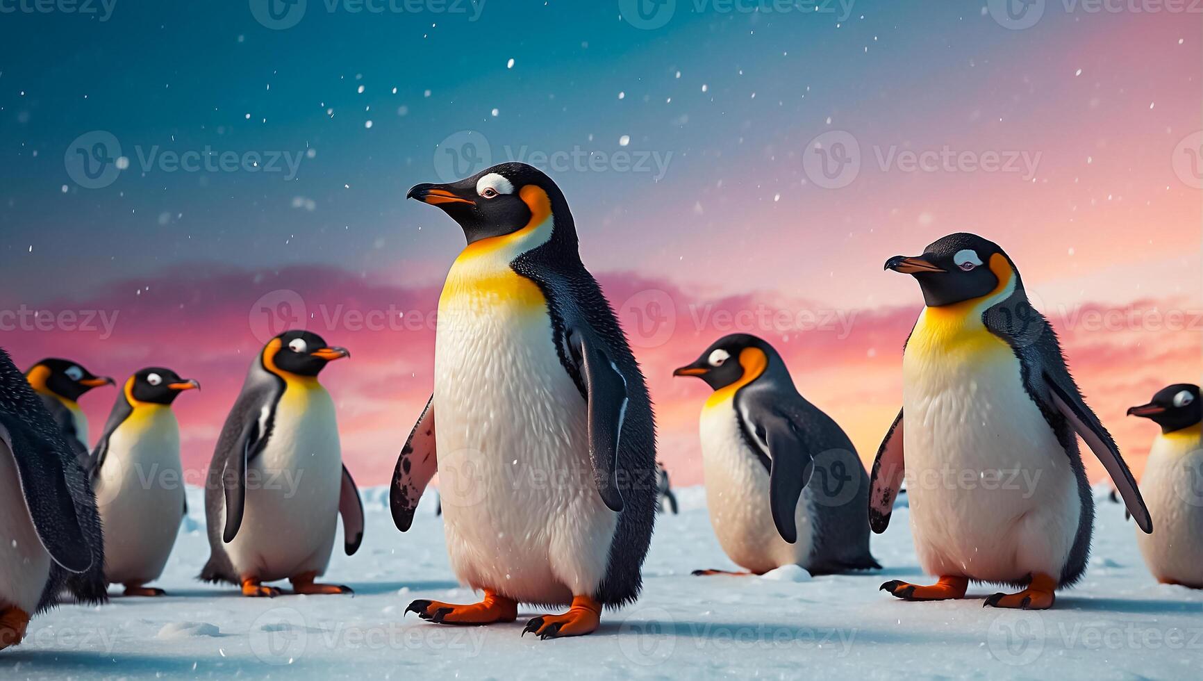 ai generato carino pinguini nel il nord foto