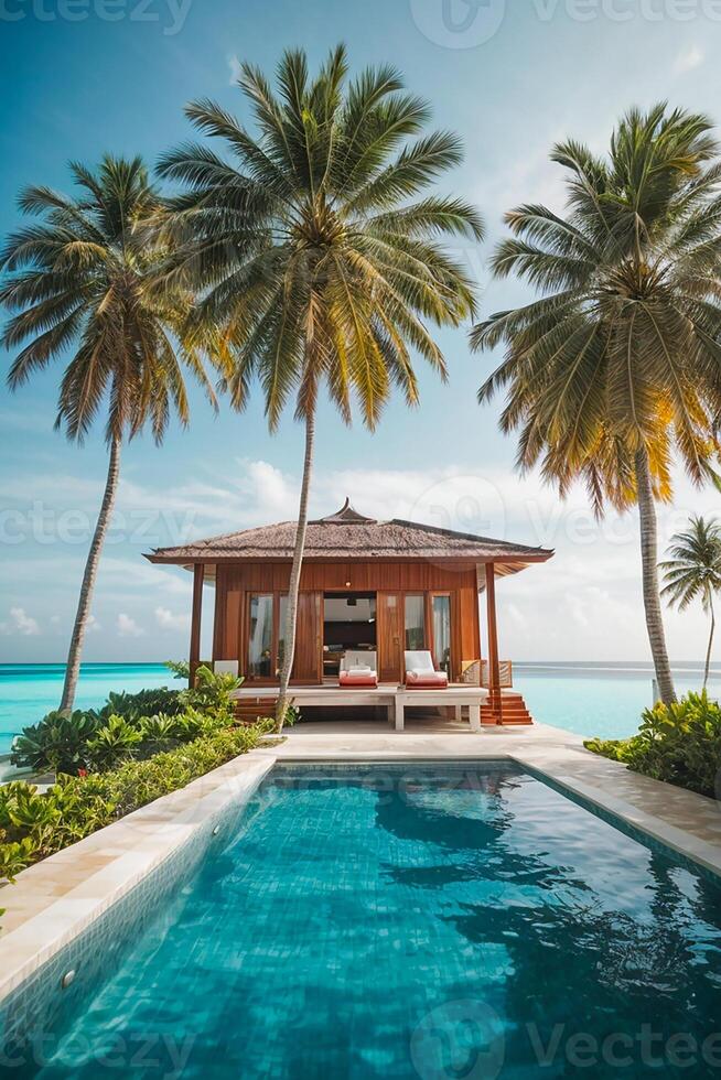 ai generato bellissimo Hotel con un' nuoto piscina foto