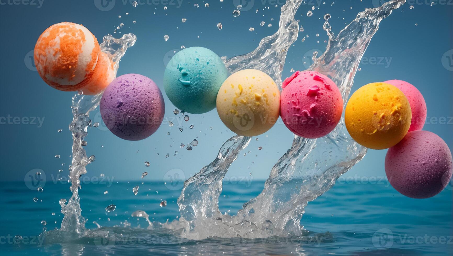 ai generato bellissimo colorato bagno bombe foto