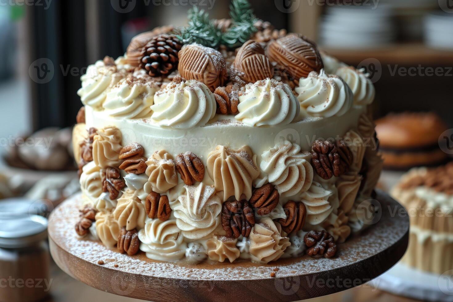 ai generato elegante fatto a mano torta su il tavolo con cioccolato foto