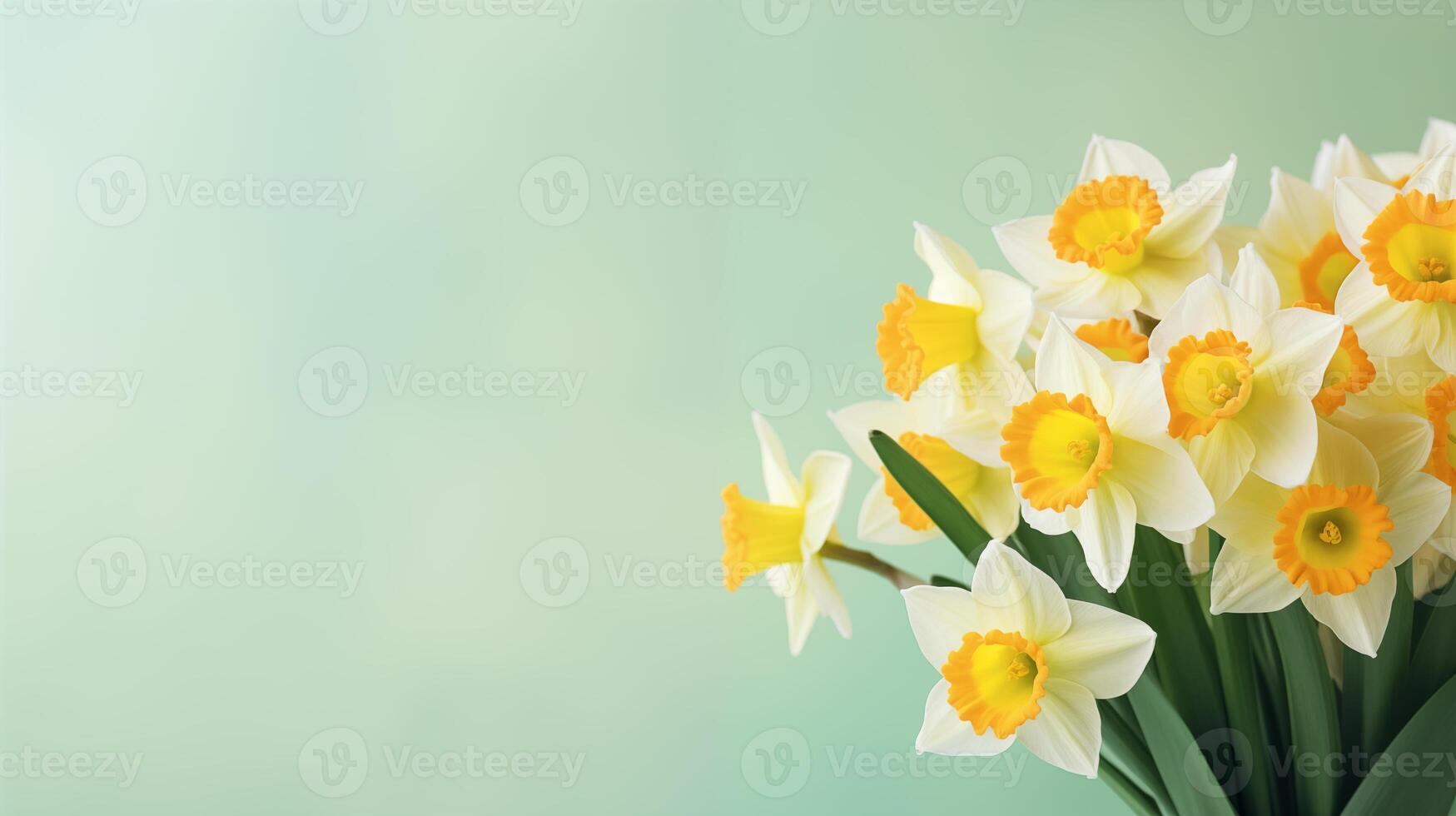 ai generato floreale primavera sfondo con mazzo di narcisi. copia spazio foto