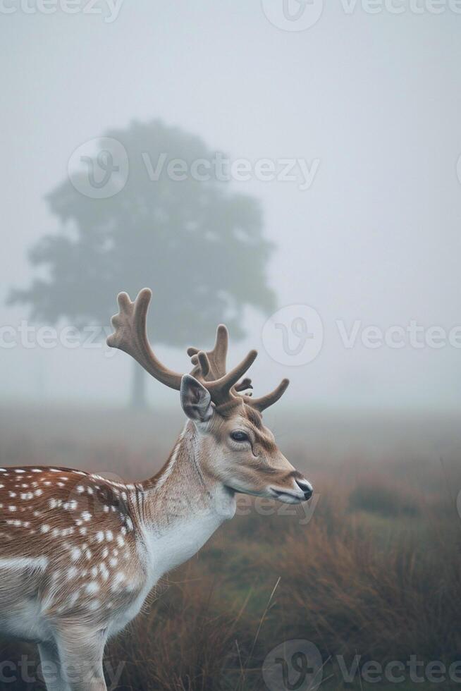 ai generato cervo selvaggio alce all'aperto con natura paesaggio ai generato foto