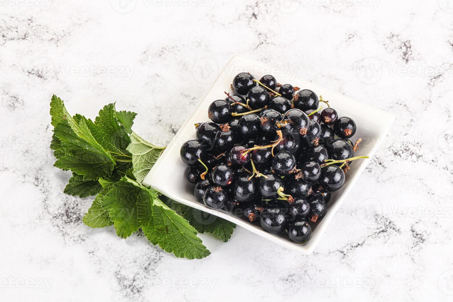 succoso nero ribes frutti di bosco nel il ciotola foto