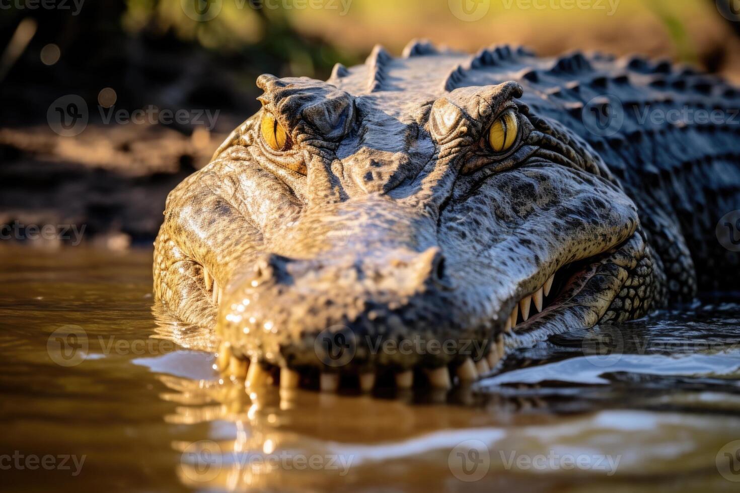 ai generato Nilo coccodrillo macchiato su Sud africano safari. foto