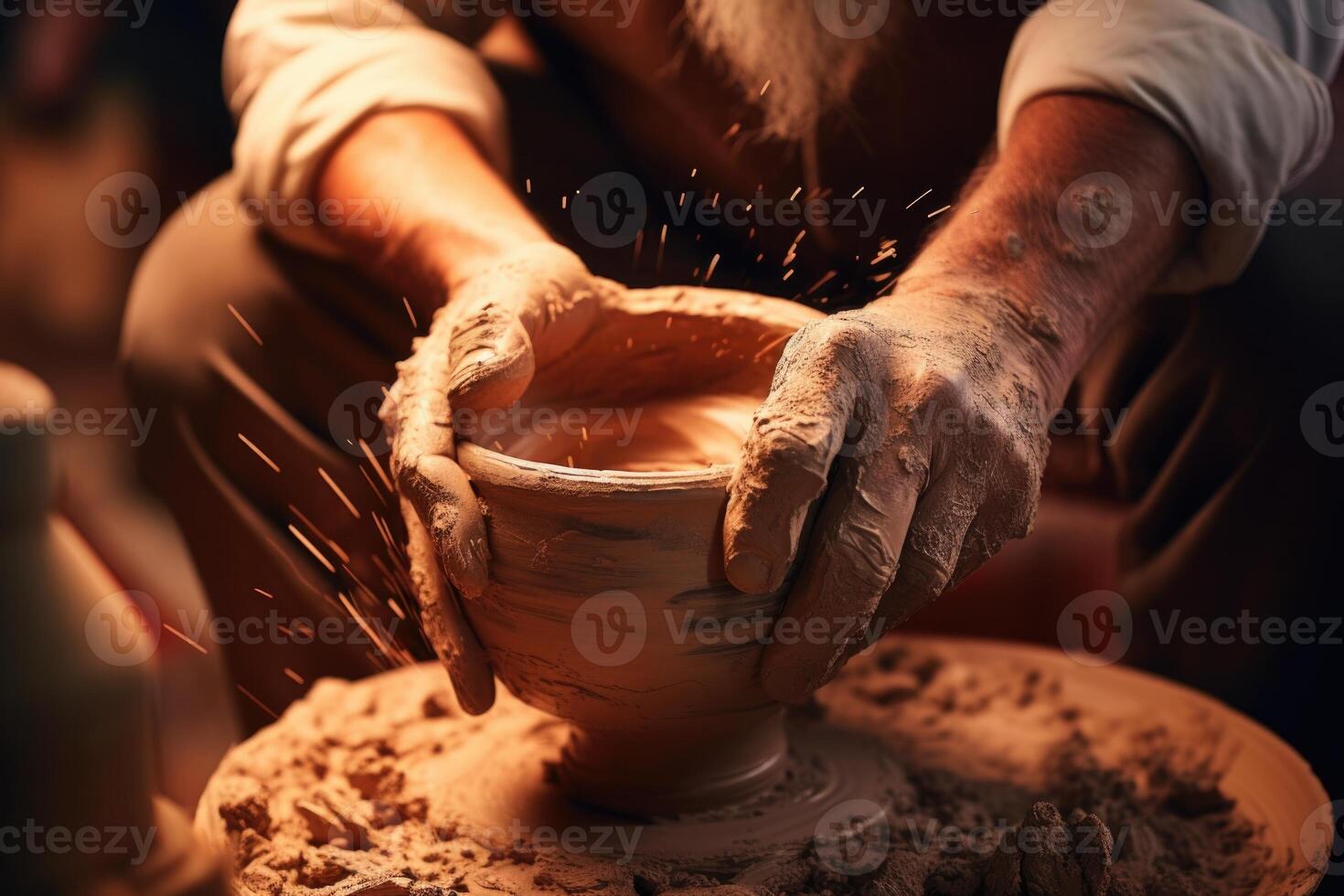 ai generato ceramica ruota lancio tecniche foto