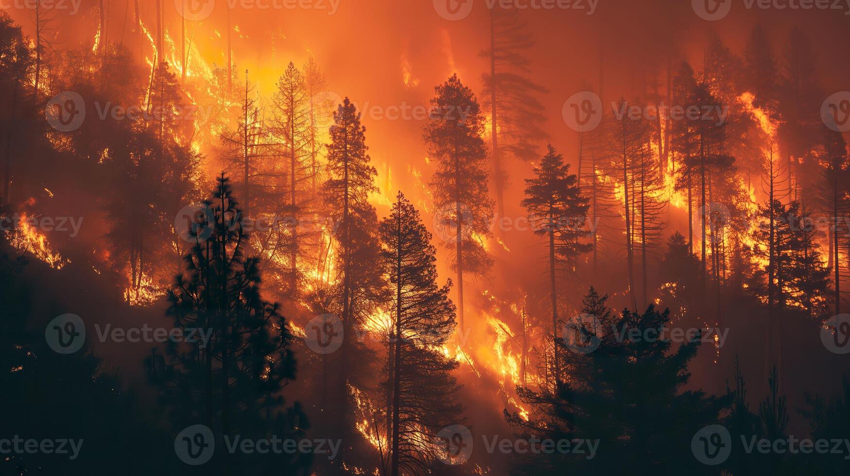 ai generato clima modificare crisi, wildfire inghiotte cittadina nel devastante fiamme foto