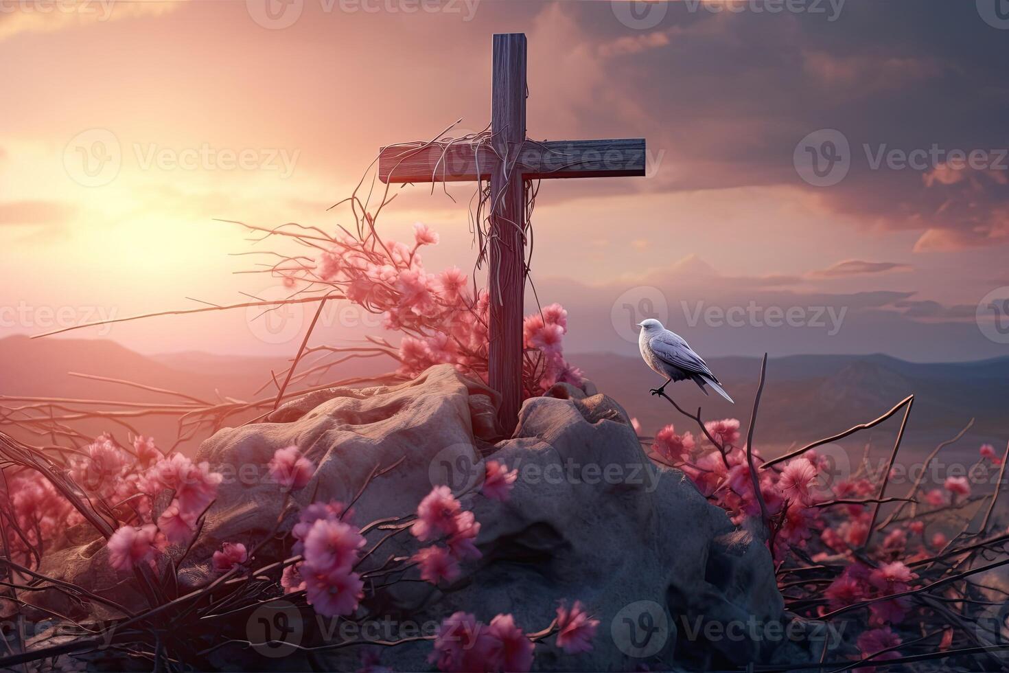 ai generato Gesù' attraversare pause barriere Pasqua risurrezione cristiano fede foto