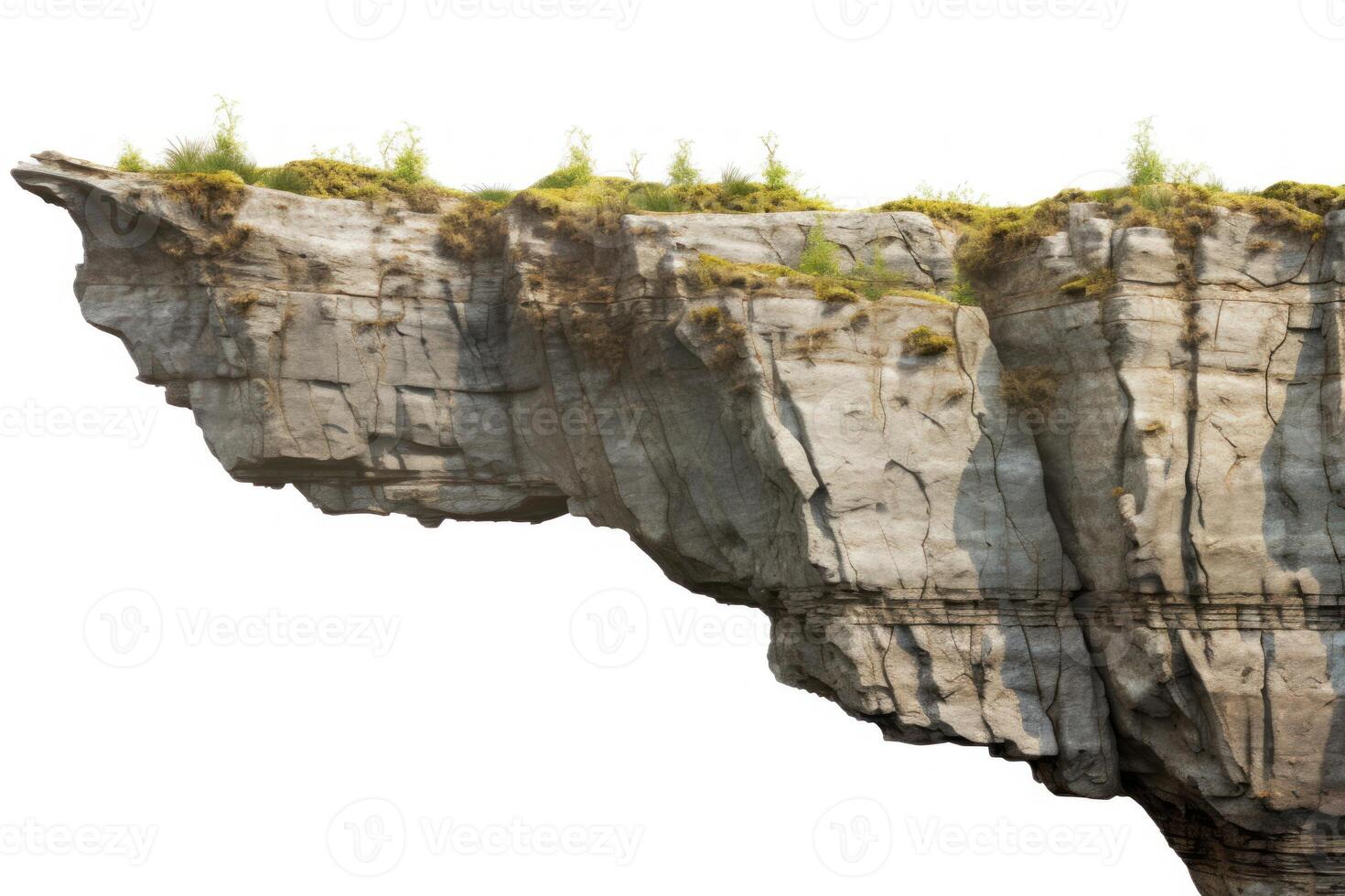 ai generato roccia scogliera isolato su bianca sfondo con ritaglio sentiero. roccia scogliera isolato su bianca sfondo con ritaglio sentiero. foto