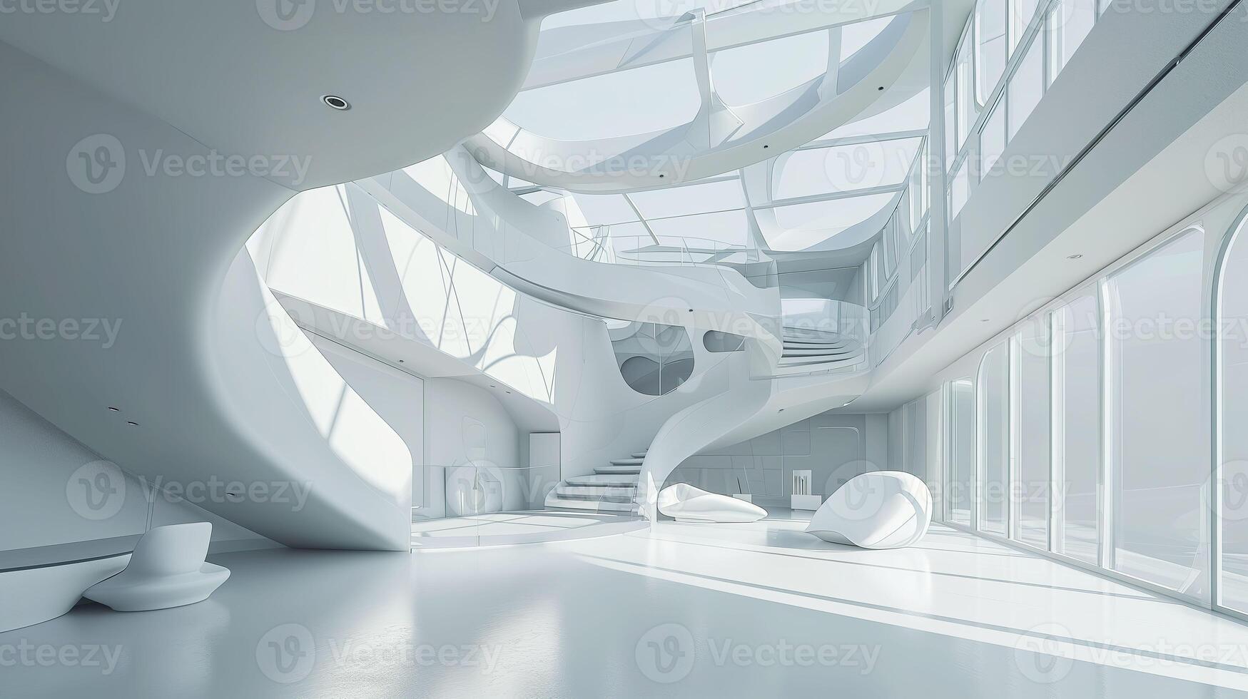 ai generato futuristico eleganza, vuoto interno design per moderno vivente spazi foto