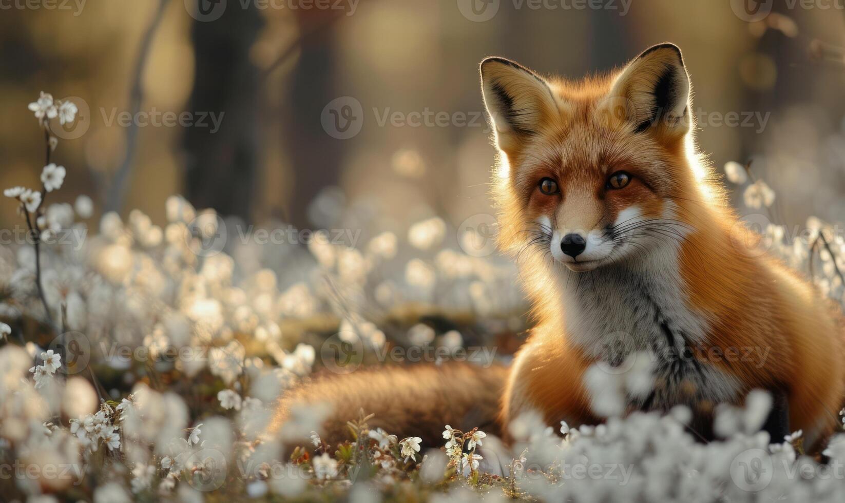 ai generato rosso Volpe nel il autunno foresta. bellissimo selvaggio animale nel natura. foto