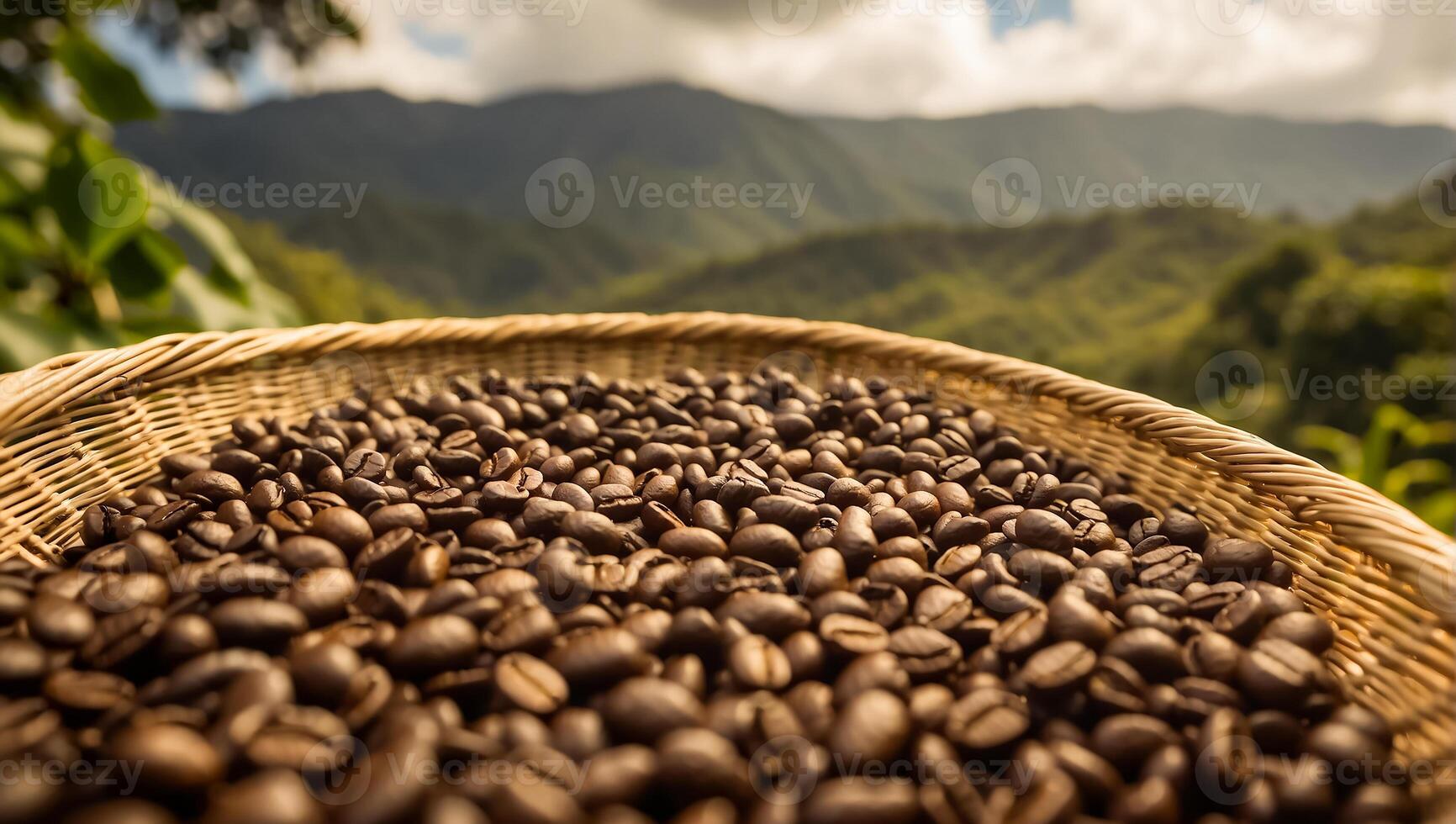 ai generato caffè raccogliere su piantagione foto