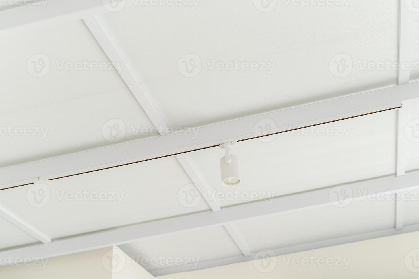 bianca soffitto riflettore crea luminosa e elegante ambiente. Perfetto per corridoi, appartamenti, o casa, elegante design e guidato lampadina fornire ottimale illuminazione. migliorare interno con minimalista fascino. foto