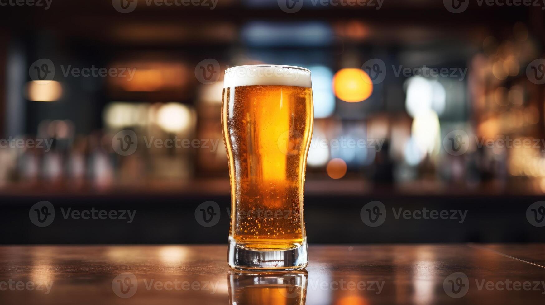 ai generato un' piccolo quantità di schiuma è su superiore di il birra, ai generato foto