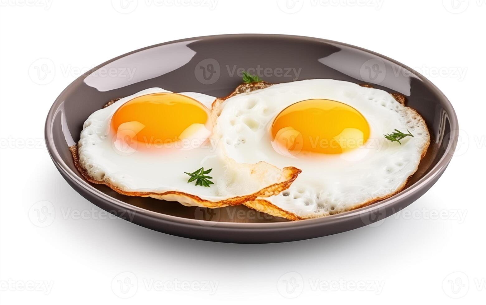 ai generato prima colazione fritte uova isolato su bianca sfondo foto