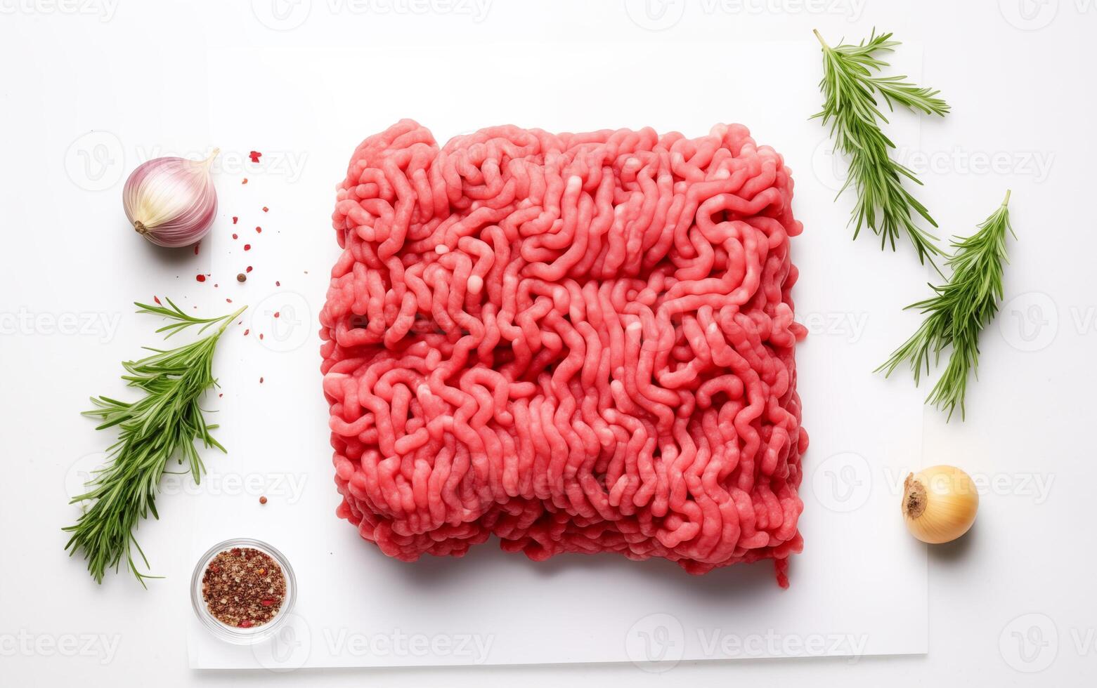 ai generato fresco tritato carne pronto per cucinando isolato su bianca sfondo foto