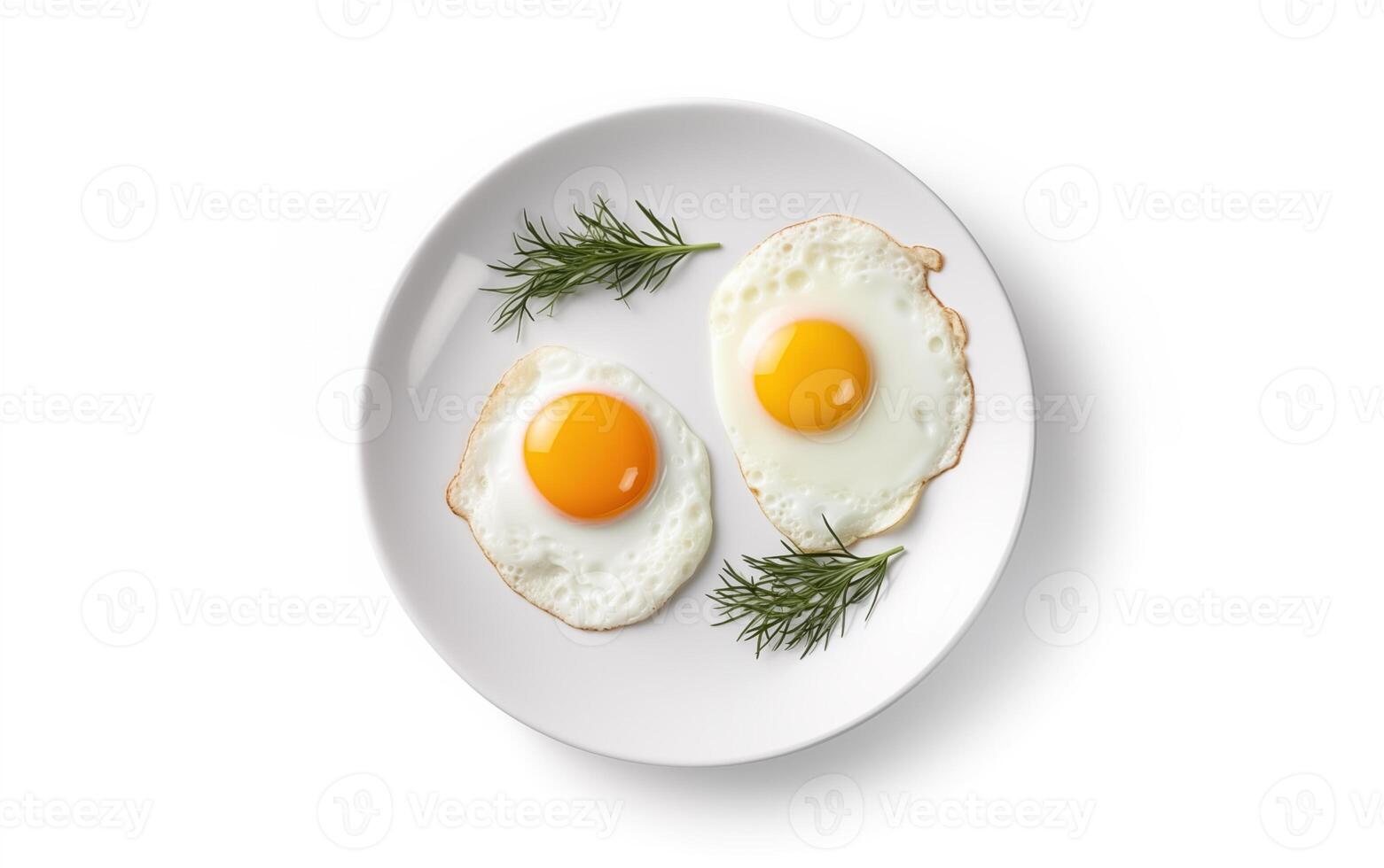 ai generato prima colazione fritte uova isolato su bianca sfondo foto