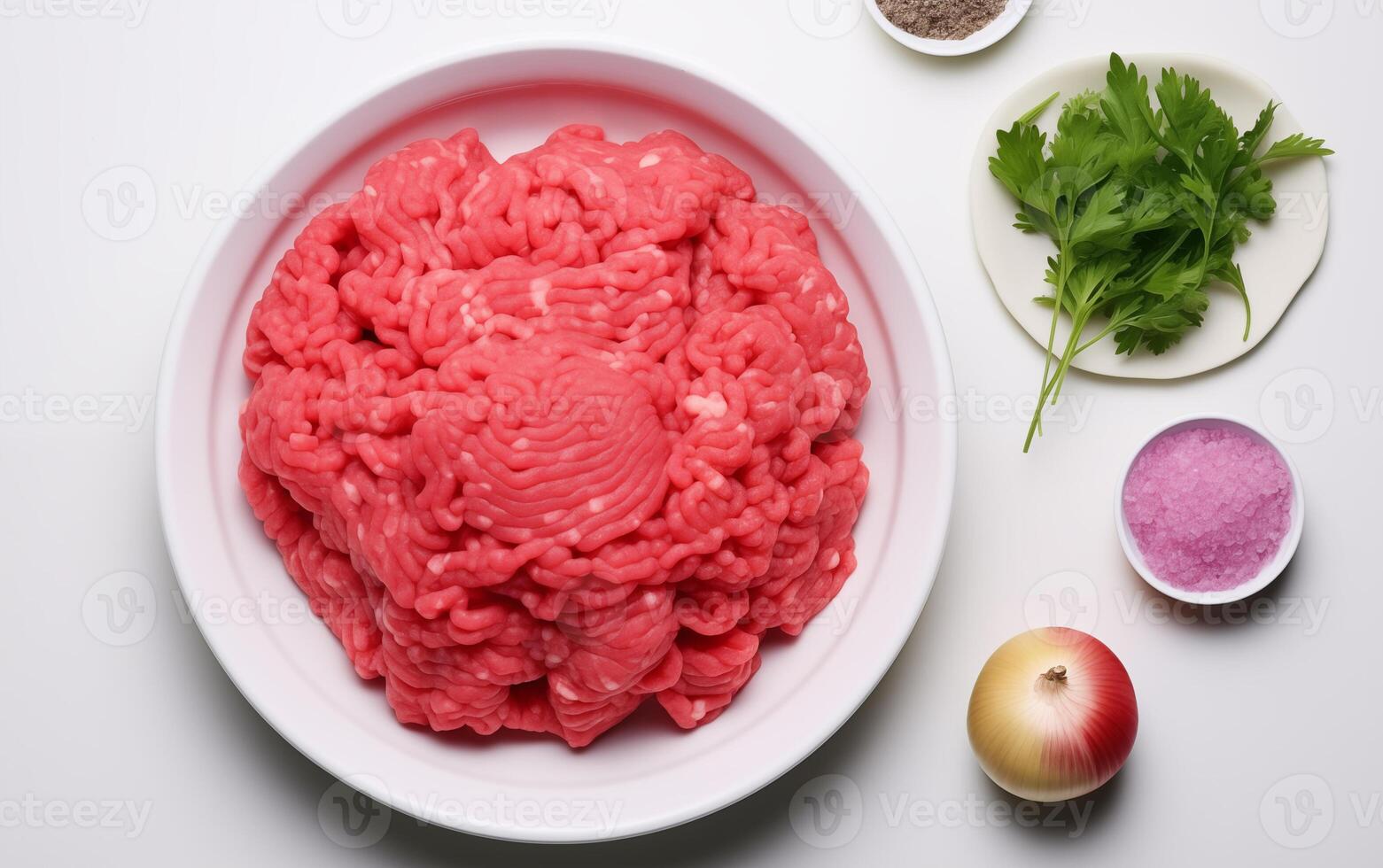 ai generato fresco tritato carne pronto per cucinando isolato su bianca sfondo foto