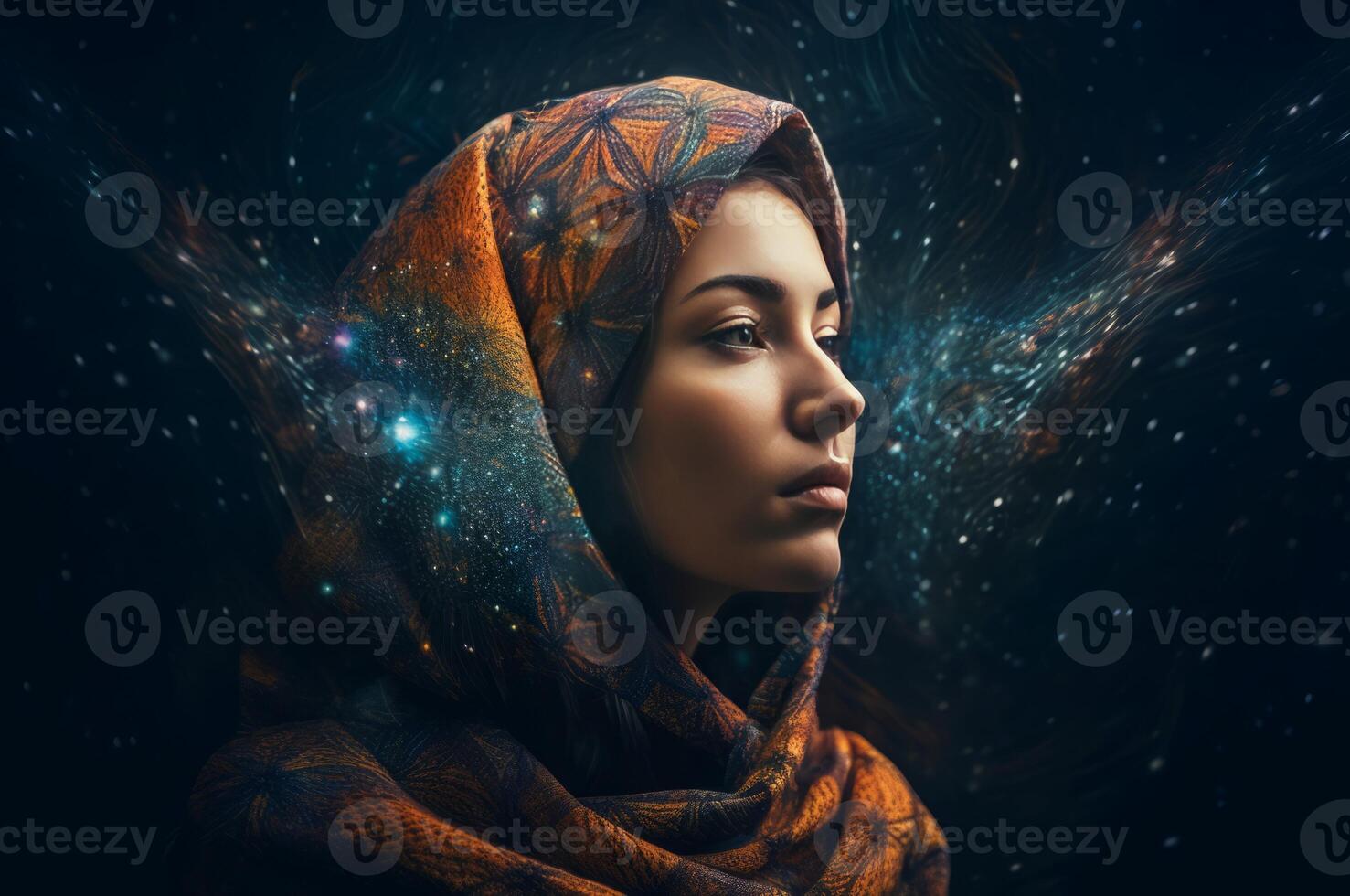 ai generato Arabo donna universo. creare ai foto