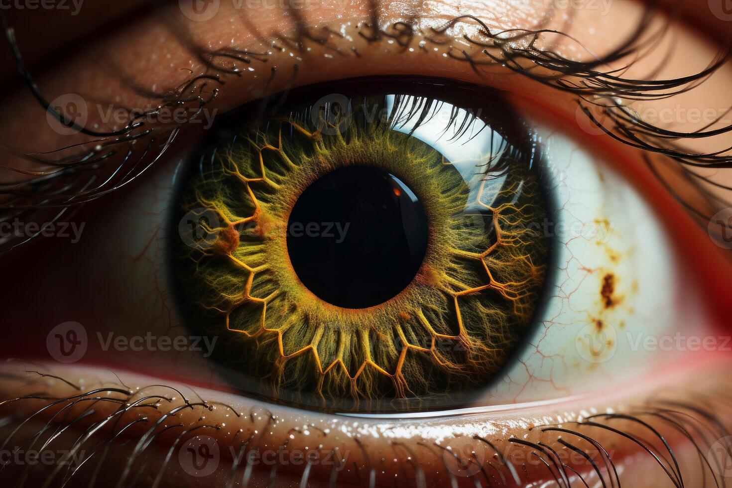 ai generato ipnotizzante macro nocciola occhio. creare ai foto