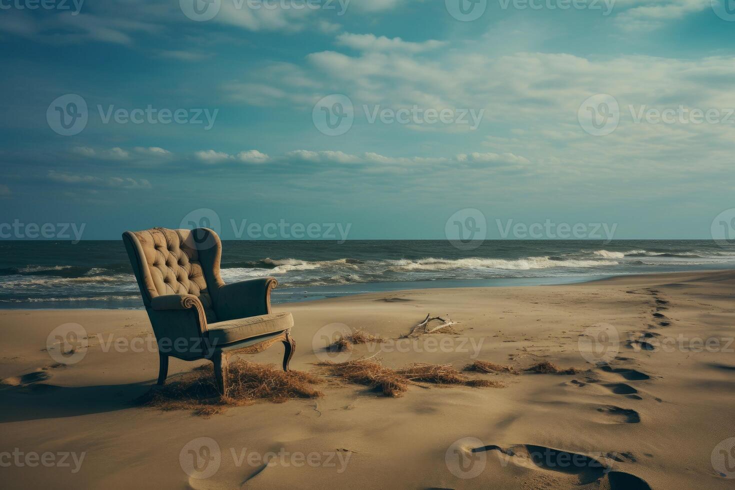 ai generato attraente spiaggia sedie. creare ai foto