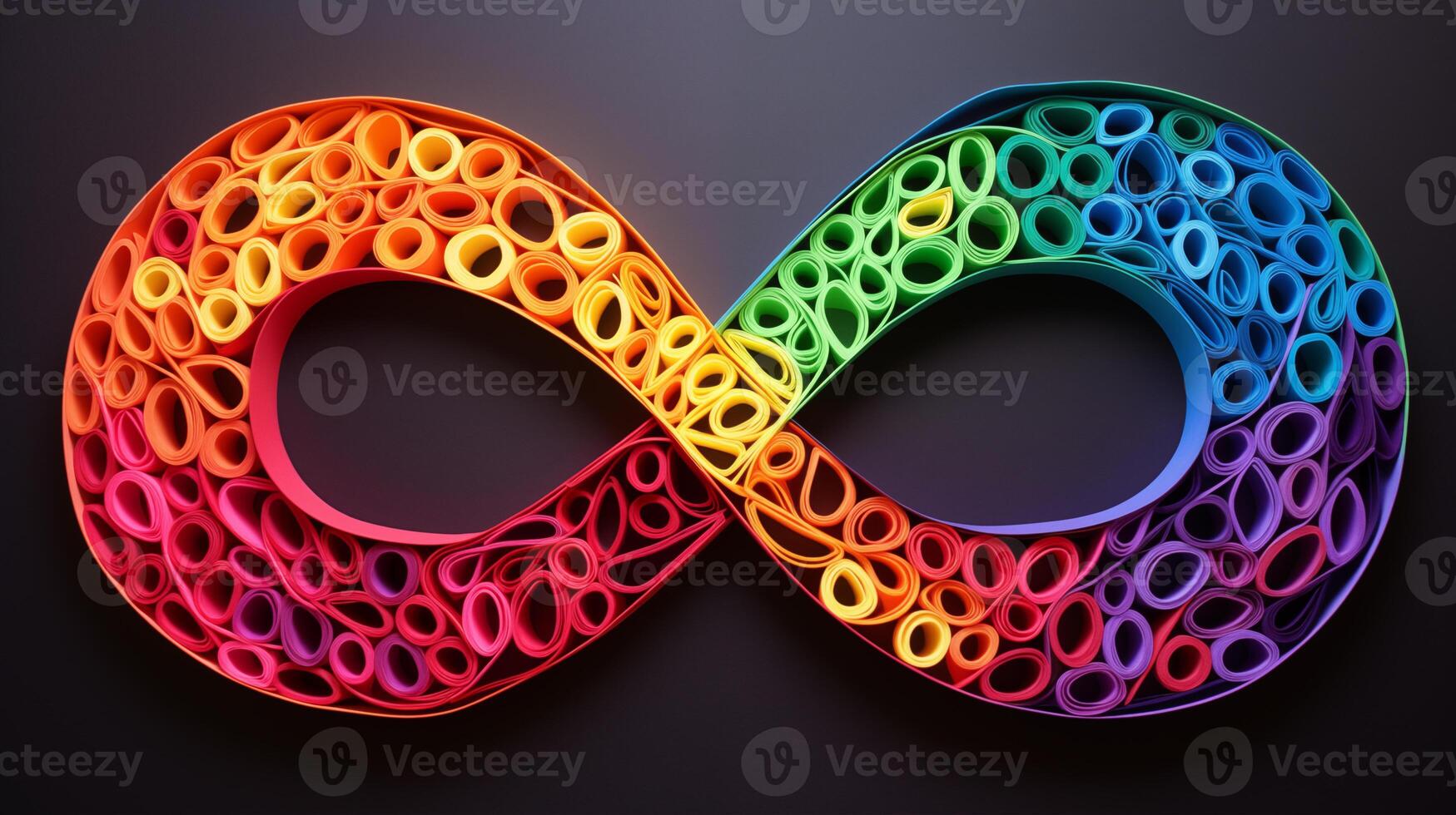 ai generato arcobaleno infinito cartello, carta mestiere arte, quilling. isolato su bianca sfondo. neurodiversità clip arte foto