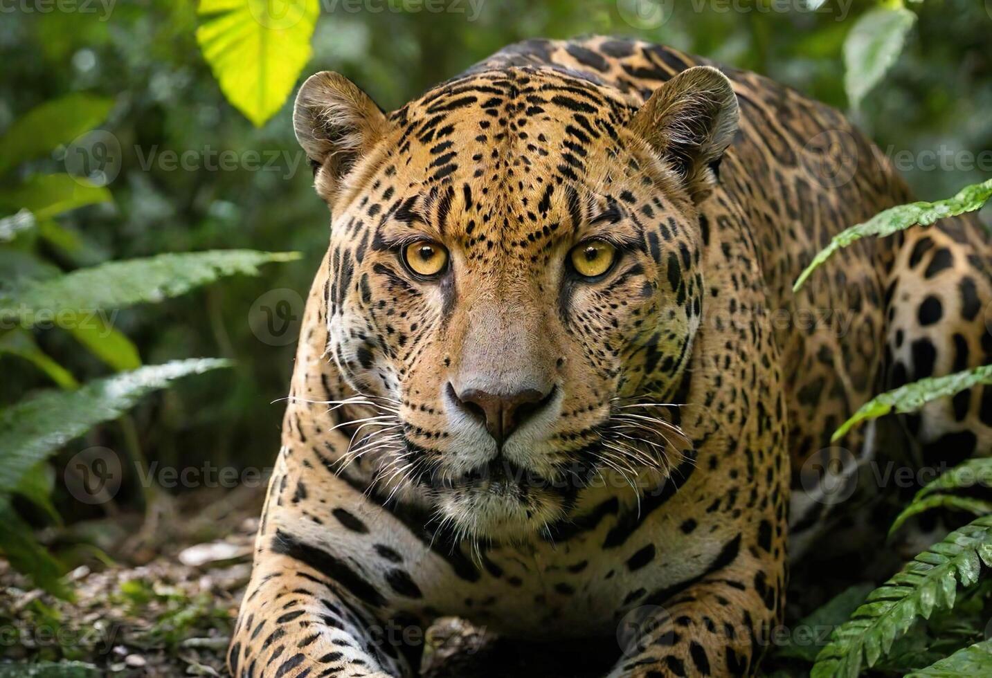 ai generato un' maestoso giaguaro nel suo naturale habitat foto