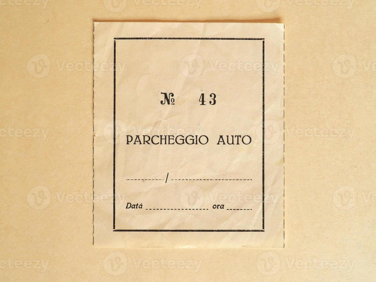 ricevuta del parcheggio italiano d'epoca foto