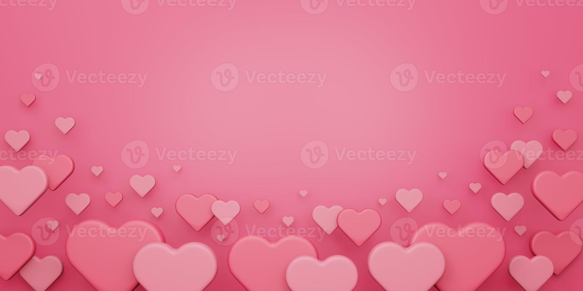 giorno di san valentino, concetto di amore, sfondo colorato 3d a forma di cuore sovrapposto foto