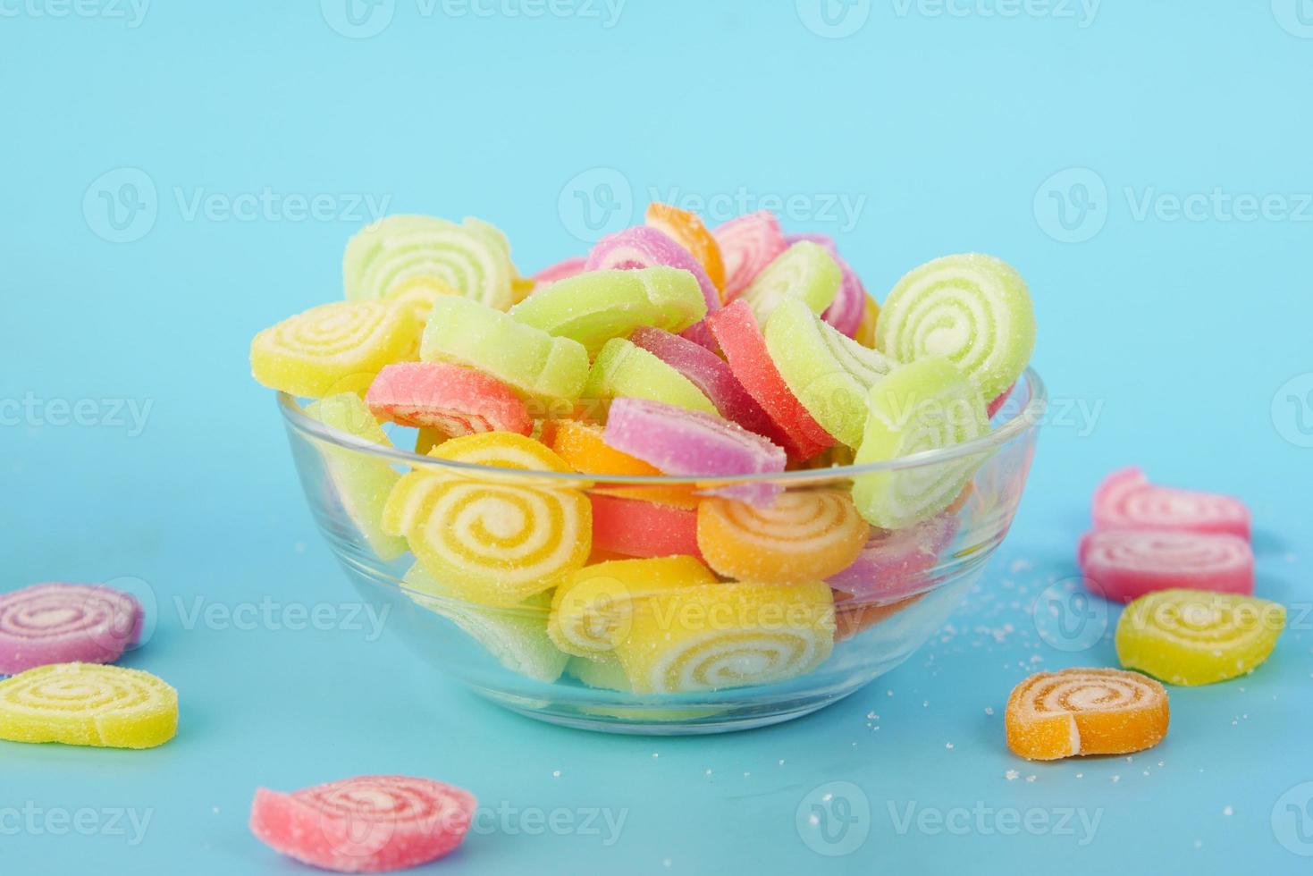 dettaglio colpo di gelatina dolce sul tavolo, foto