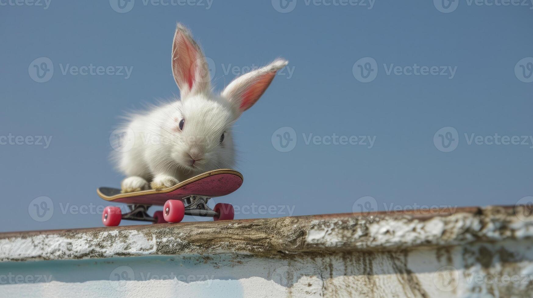 ai generato un' coniglio andare con lo skateboard foto