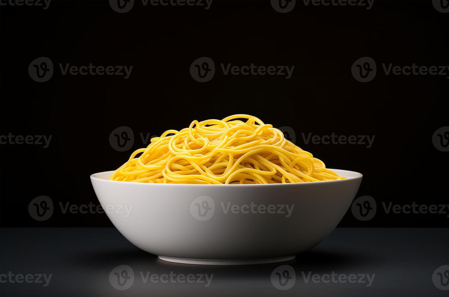 ai generato pronto spaghetti lato Visualizza su nero sfondo foto