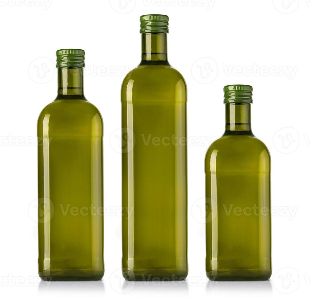 olio bottiglie su bianca foto
